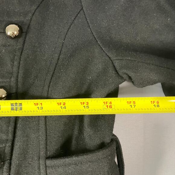 Steve Madden Women’s Black Military Coat Medium Wool Blend Long Jacket - Picture 8 of 15